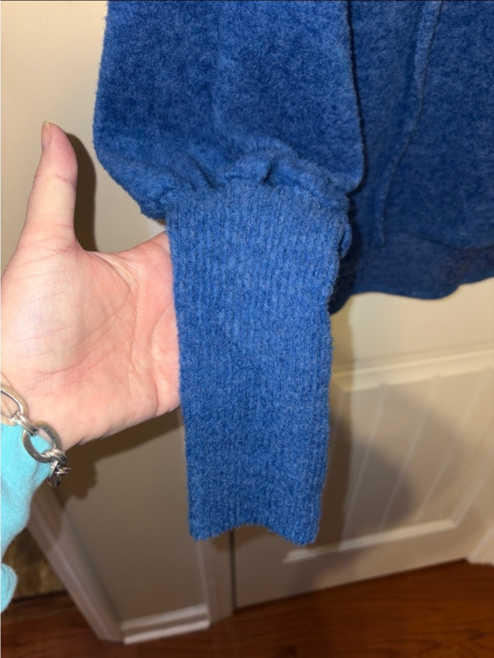 NWOT Zenana Outfitters Plush Blue Hoodie Sweater - Picture 5 of 7